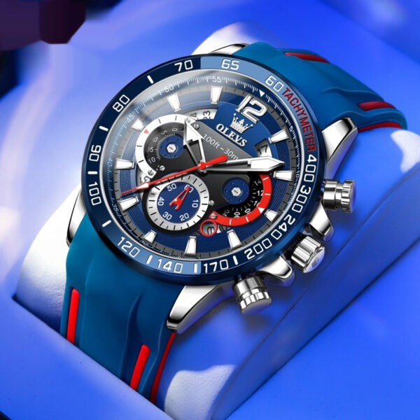 Silicone Band Multi-function Luminous Quartz Watch Men's Watch Men's Watch - Image 6
