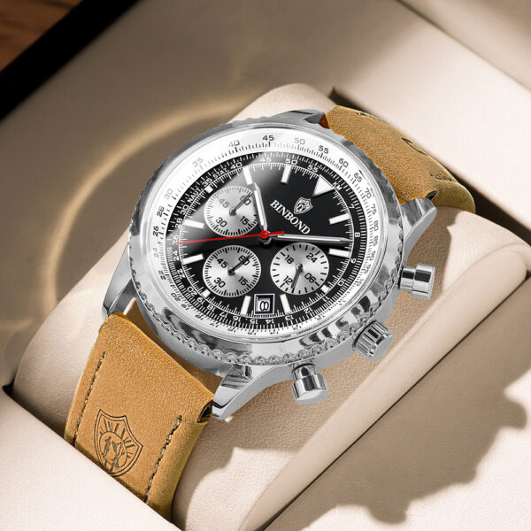 Men's Multi-functional Ultra-thin Business Style Leather Belt Waterproof Luminous Calendar Watch - Image 7
