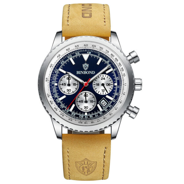 Men's Multi-functional Ultra-thin Business Style Leather Belt Waterproof Luminous Calendar Watch - Image 9