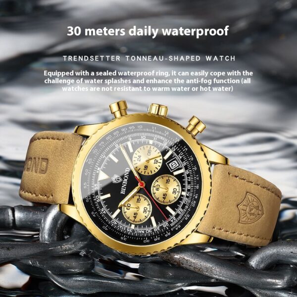 Men's Multi-functional Ultra-thin Business Style Leather Belt Waterproof Luminous Calendar Watch - Image 10