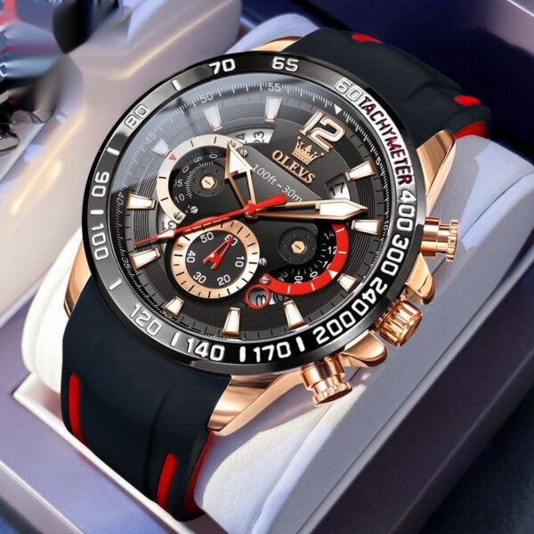 Silicone Band Multi-function Luminous Quartz Watch Men's Watch Men's Watch - Image 3