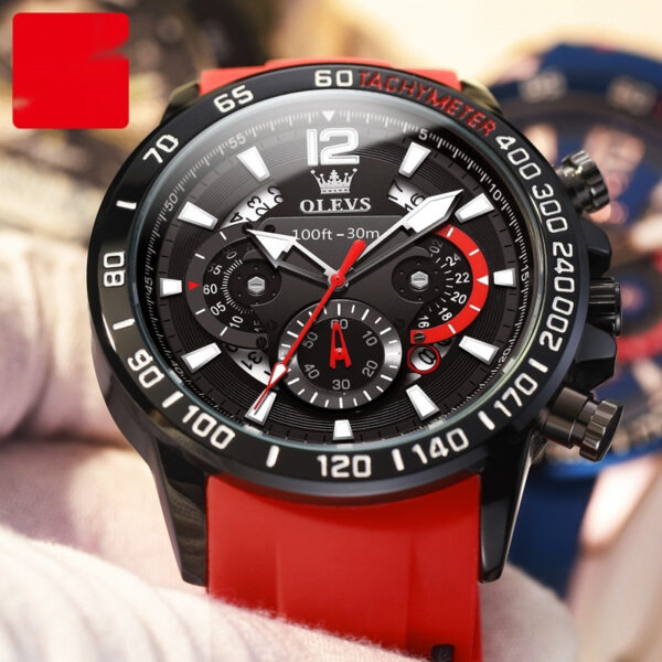 Silicone Band Multi-function Luminous Quartz Watch Men's Watch Men's Watch - Image 5