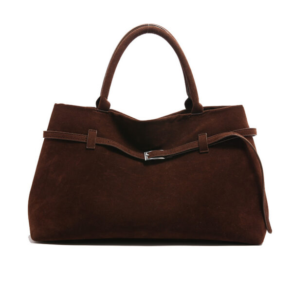 2025 Hot Sale Decorative Design Solid Faux Suede Handbag Large Capacity Casual Tote Bags For Women Tote Design Portable Shoulder Bag - Image 6
