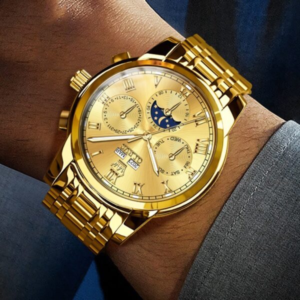 Multifunctional Moon Phase Automatic Mechanical Watch Waterproof Watch - Image 3