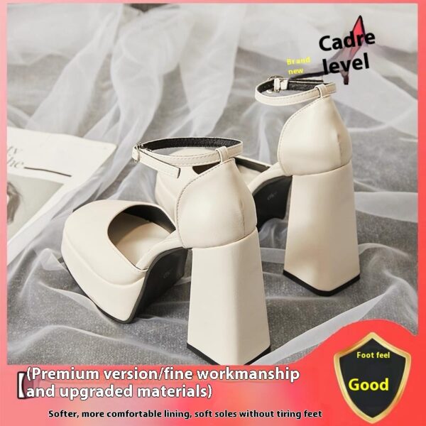Super High Heel Platform Thick Heel Fairy White Mary Jane Shoes 12cm - Image 2