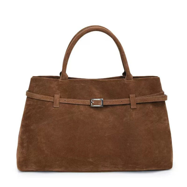 2025 Hot Sale Decorative Design Solid Faux Suede Handbag Large Capacity Casual Tote Bags For Women Tote Design Portable Shoulder Bag - Image 5